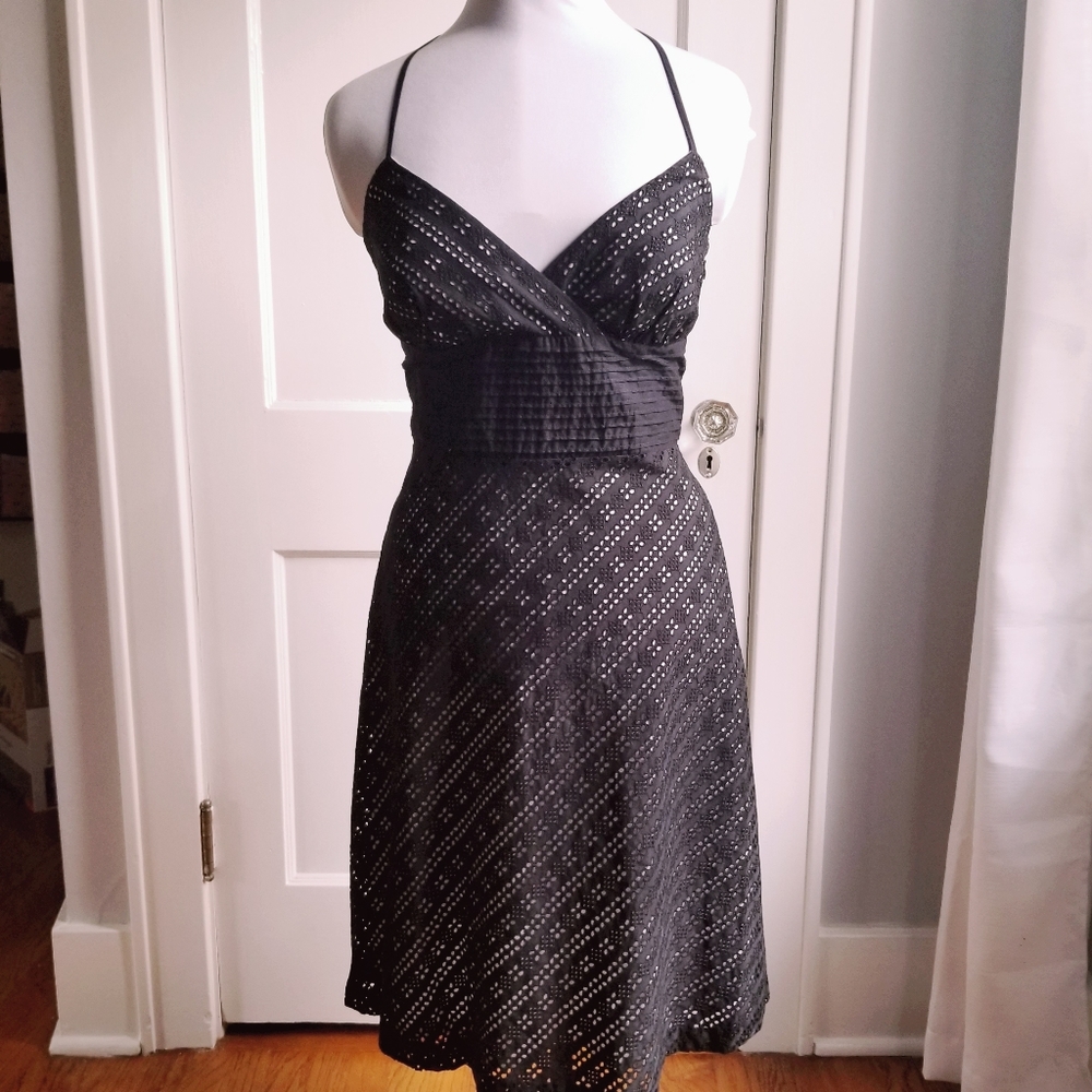 WHBM Black Eyelet Sundress Cotton, 8